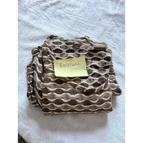 Tianello Womens Brown Printed Knit Tunic Top Medium 3/4 Sleeve Handkerchief Hem - Picture 11 of 11